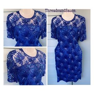 Vintage 80’s Royal Blue Sequin Dress
